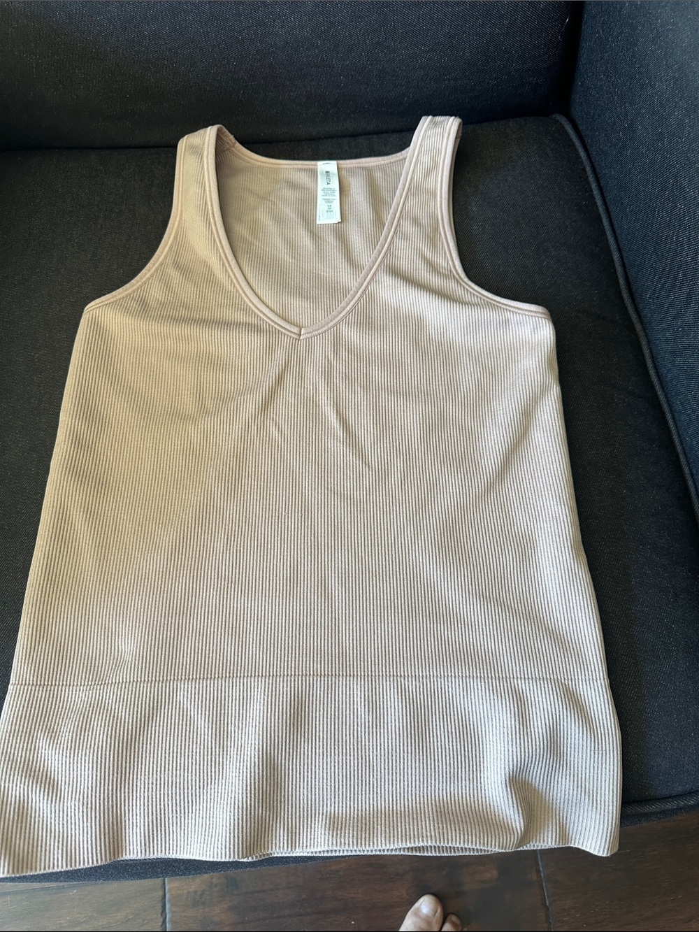 Athleta Neutral Ribbed V-Neck Tank Top - Beige